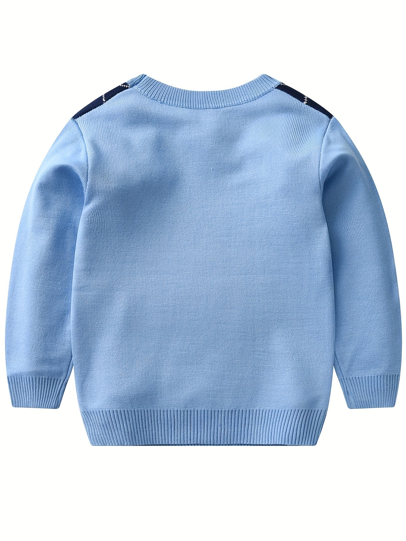 Boys' Long Sleeve Knitted Sweater with Argyle Pattern - Alvino