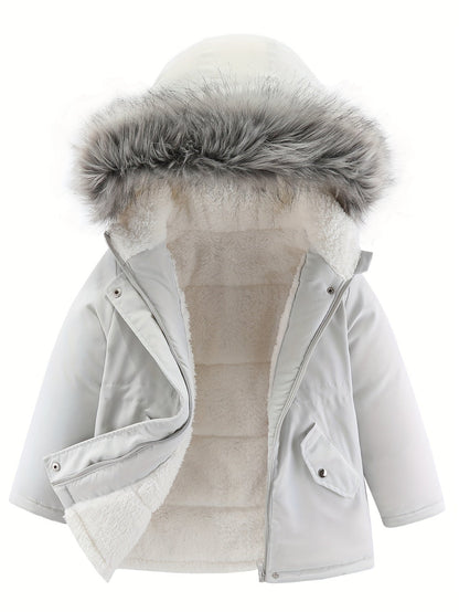 Quilted Winter Parka with Faux Fur for Girls - Jezen
