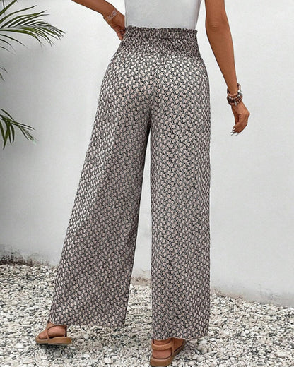 Sophie-Rae - Airy High Waist Trousers with Bohemian Print