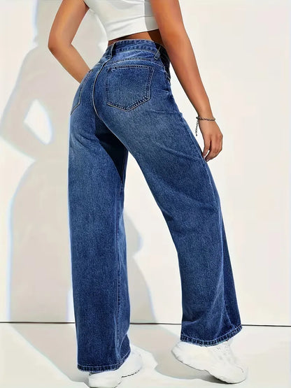 High-waisted straight jeans