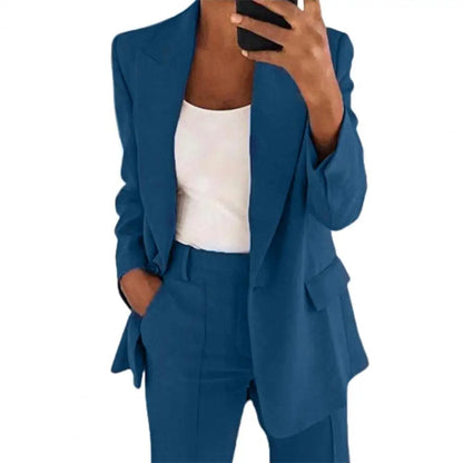 Classic Blazer with Long Sleeves and Single Button Closure