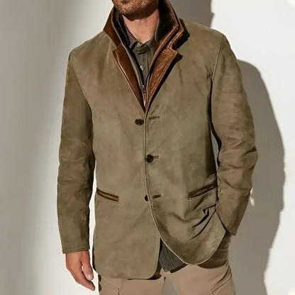 Retro Contrast Collar Jacket for Men