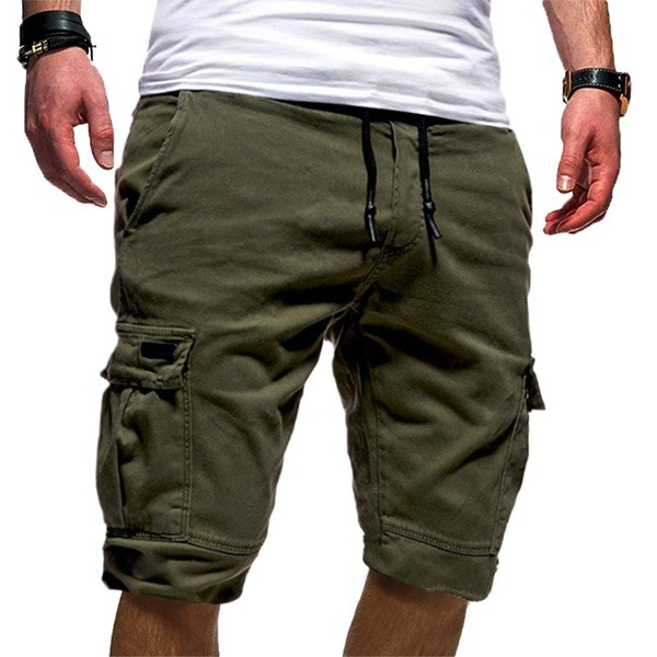 Pantalones cortos cargo para hombre con cordón ajustable y bolsillos funcionales