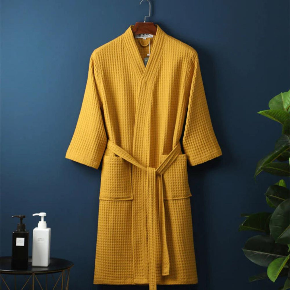 Lightweight Waffle Cotton Bathrobe for Couples