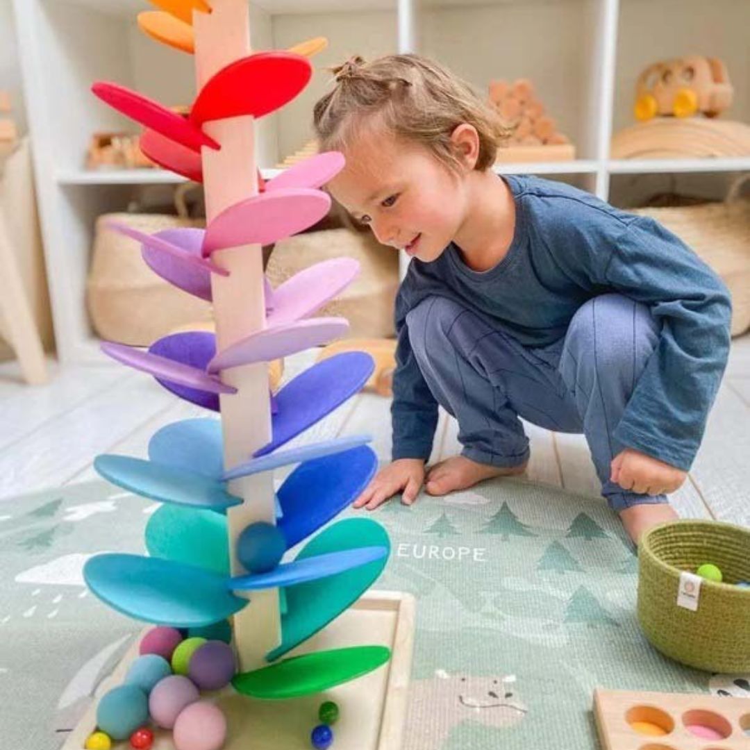 Rainbow Marble Tree Toy - Montessori Ball Drop Game