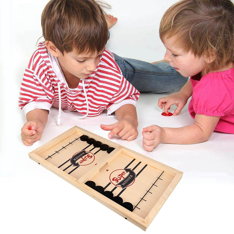 PlayFun - Double-Sided Sling Puck Board Game - Family Fun for Everyone
