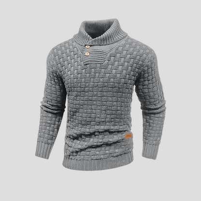 Men's Sweater with Half Collar and Buttons