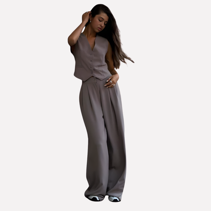 Sleeveless Top and Trousers Set for Women