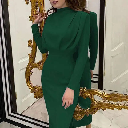 Solena – Elegant Bodycon Dress with Turtleneck for Autumn and Winter