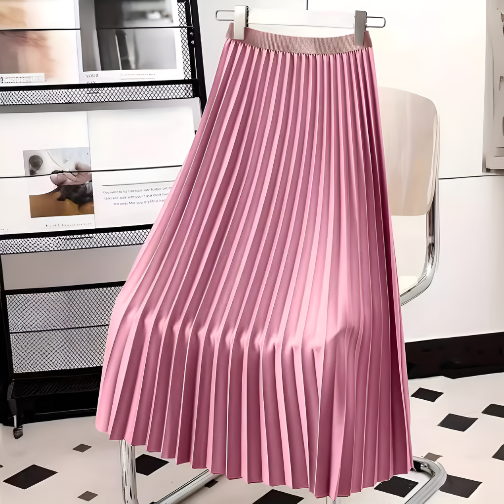 Stylish Midi Skirt with Flowy Pleats for Women