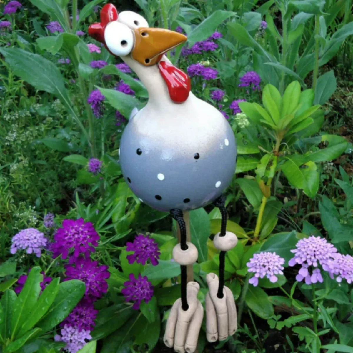 Decorazione da giardino a forma di galline giocose - Allegri accessori da esterno