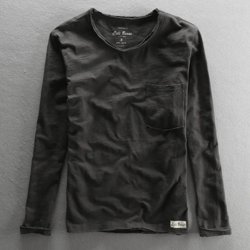 Vintage Cotton Long Sleeve with O-Neck for Men