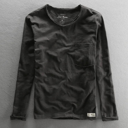 Vintage Cotton Long Sleeve with O-Neck for Men