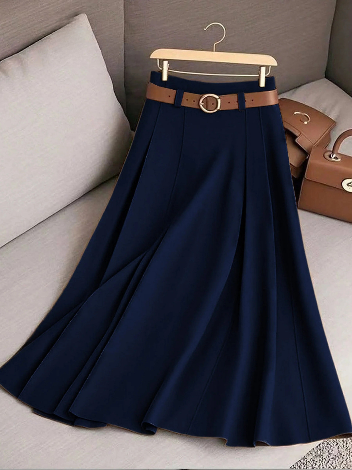 Ladies' Elegant A-Line Skirt with High Waist and Soft Flow
