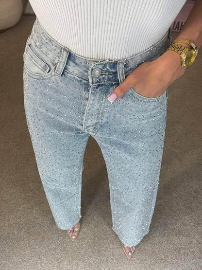 Ladies' Glitter Jeans with High Waist