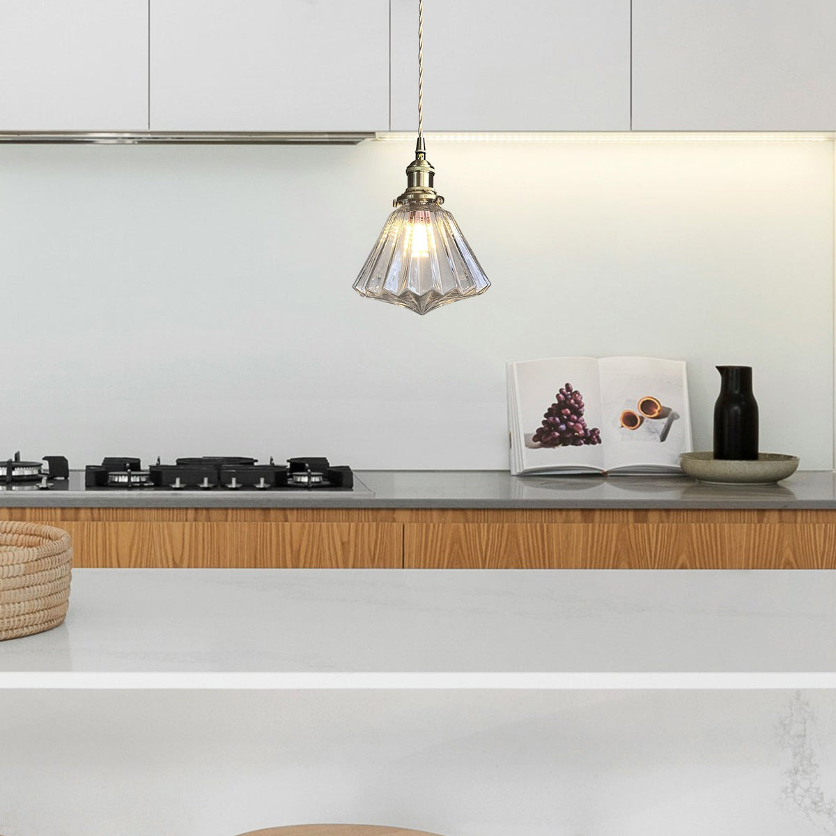 Lámpara colgante moderna de vidrio en forma de diamante