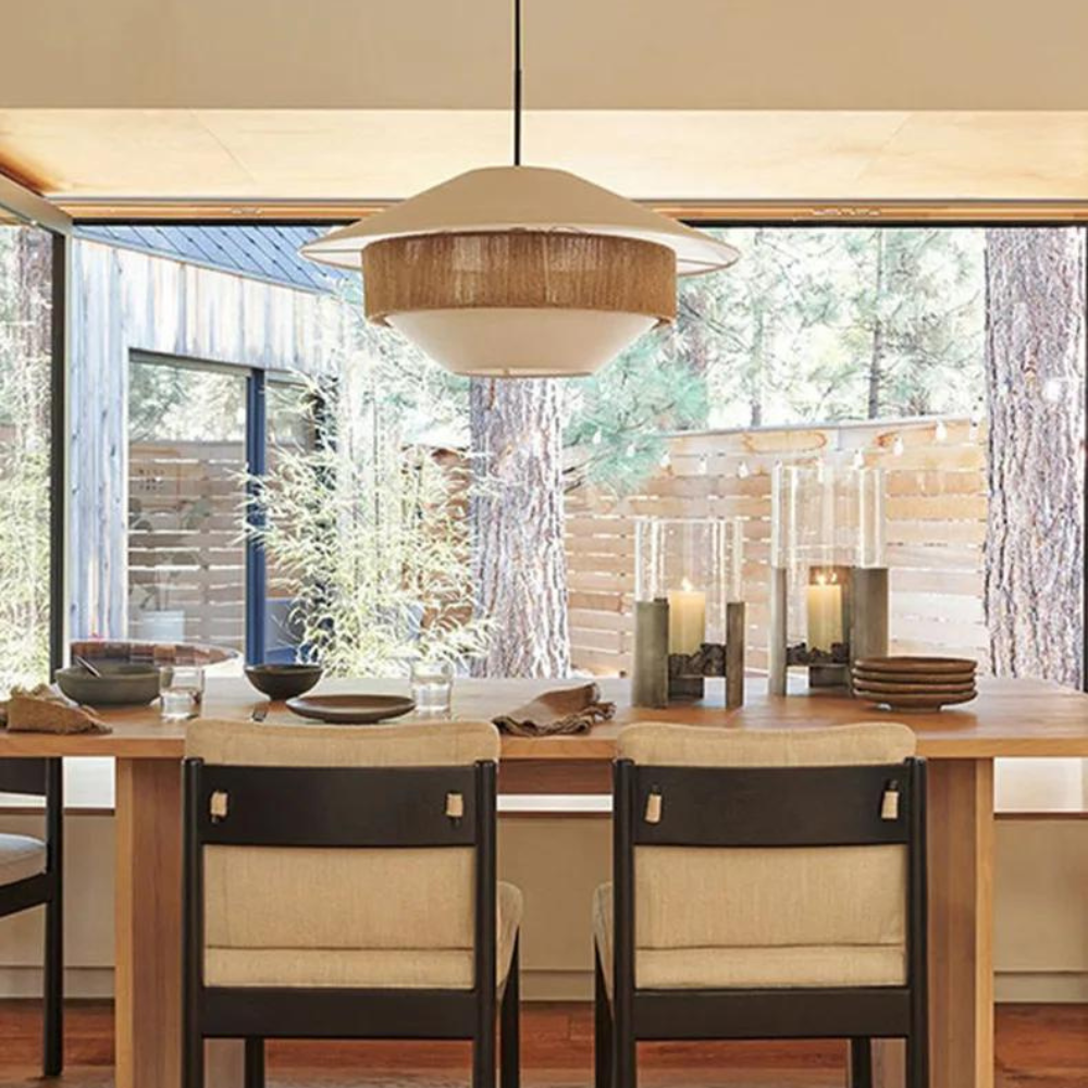 Elegant Rattan and Fabric Pendant Light