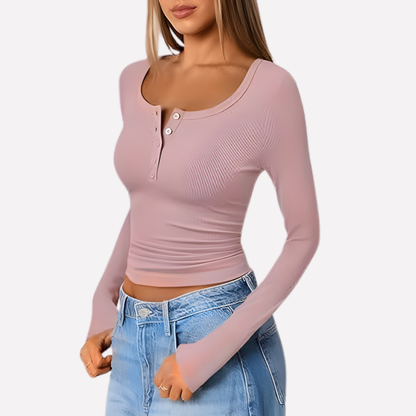 Maglia Henley da donna a maniche lunghe