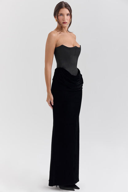 Robe longue élégante sans bretelles pour femme, avec jupe longue