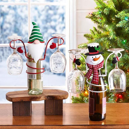 Festive Cheers Wine Glass Holder – Santa & Snowman Design for Festive Tables