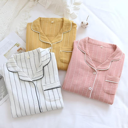 Lightweight Striped Cotton Mesh Nightdress for Women