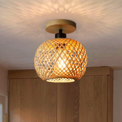 Artisan Bamboo Ceiling Light - Warm Light and Elegance