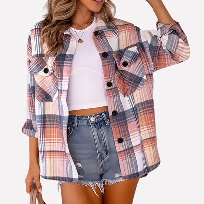 Giacca-camicia a quadri da donna