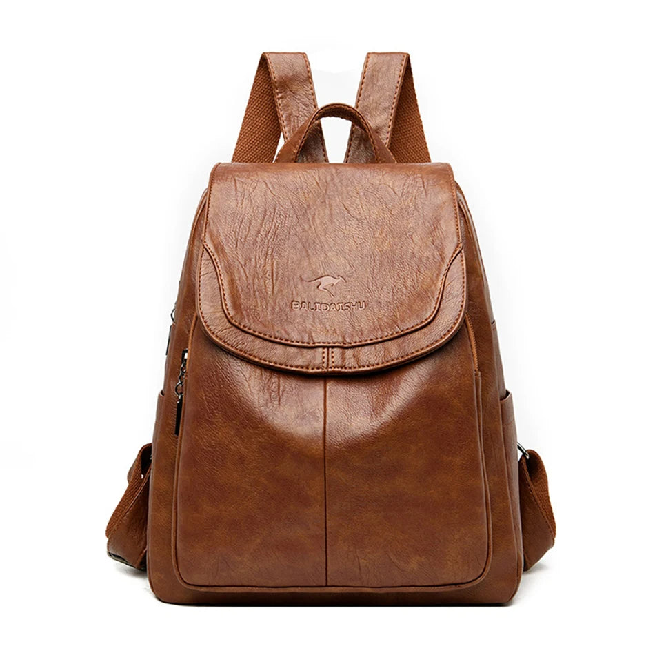 Leather sturdy backpack for women - Xeres