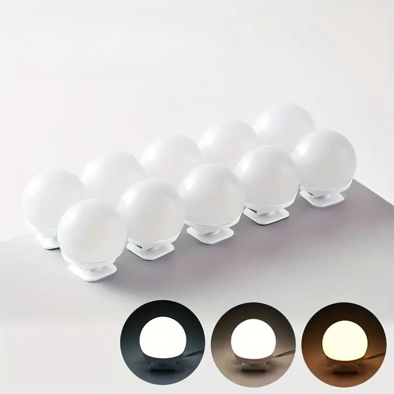 Illuminazione dimmerabile a LED per specchio, con sfere luminose e luce regolabile per il trucco