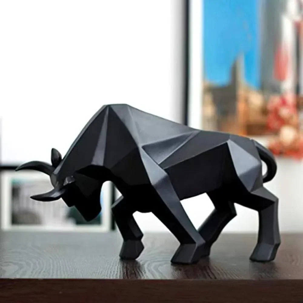 Escultura geométrica de touro, decoração moderna para sala de estar, escritório e interiores