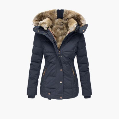 Women's Jacket with Embossed Surface and Fastenings