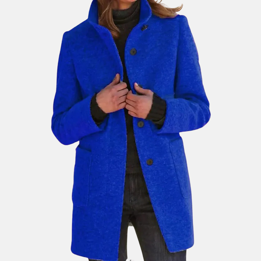 Vintage Tweed Ladies' Coat with Elegant Turtleneck Collar