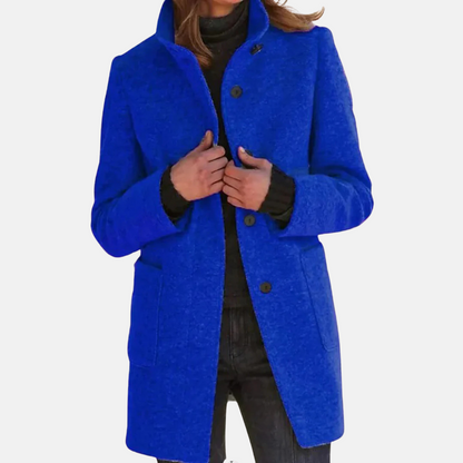 Vintage Tweed Ladies' Coat with Elegant Turtleneck Collar