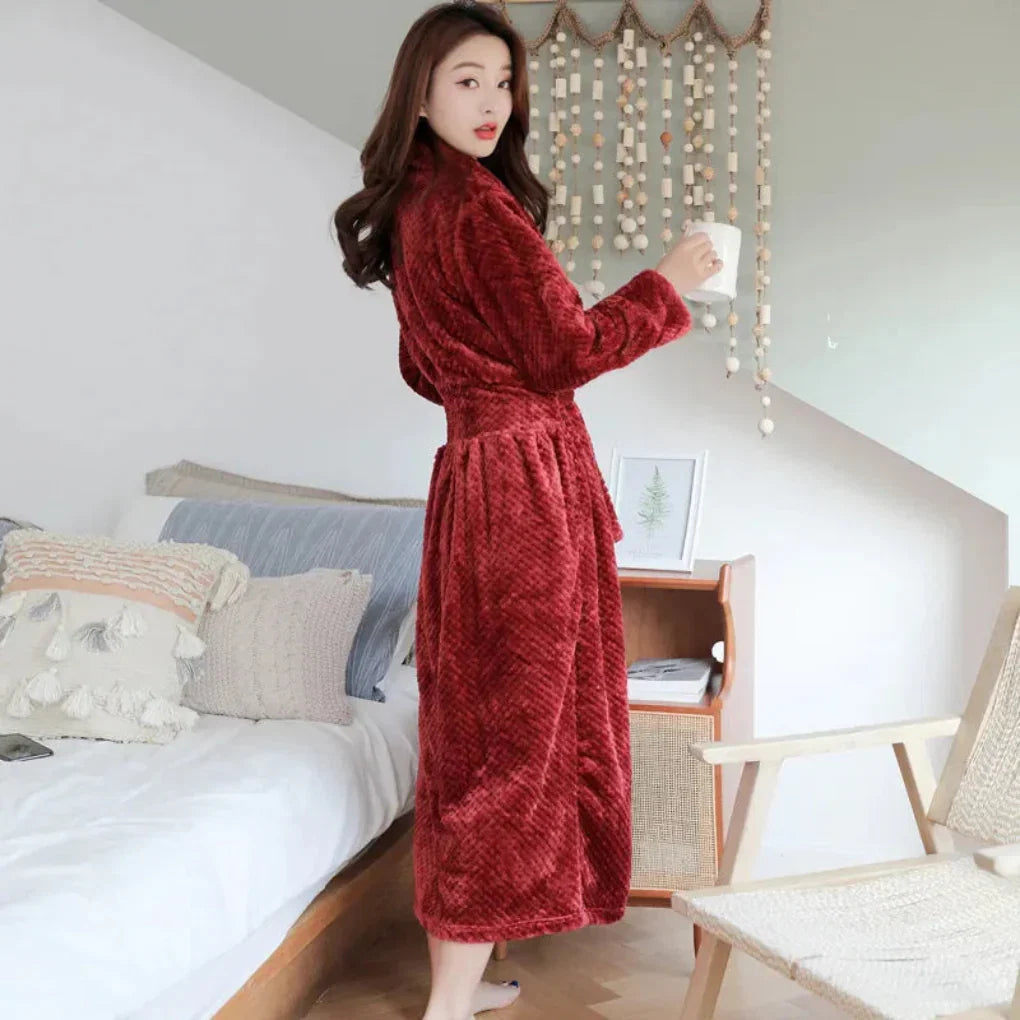 Plush Hooded Bathrobe for Women