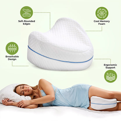 Knee Pillow Memory Foam - MEMORY FOAM - FOR BACK DISCOMFORT, SIDE SLEEPERS & PREGNANCY