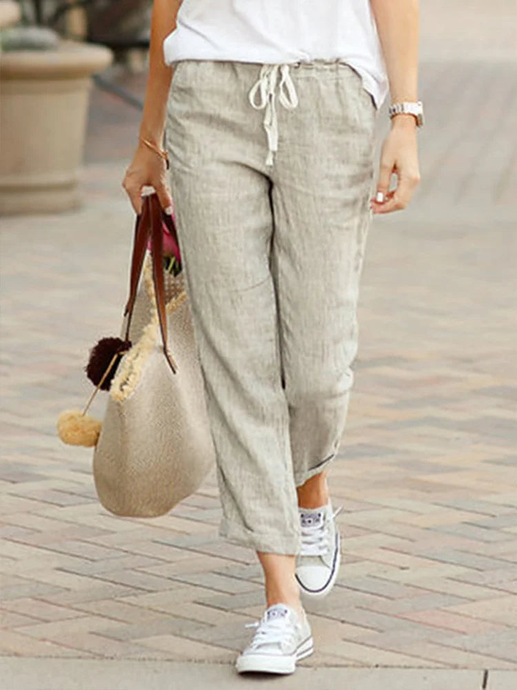 Elvan – Pantaloni da donna dritti con vita elastica e vestibilità comoda