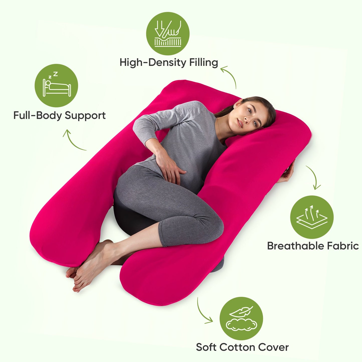 All Night Sleep Pregnancy U Pillow - Must Have for Regular Comfort & Maternity Sleep