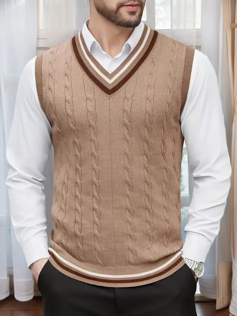 Gilet sans manches en tricot avec col en V
