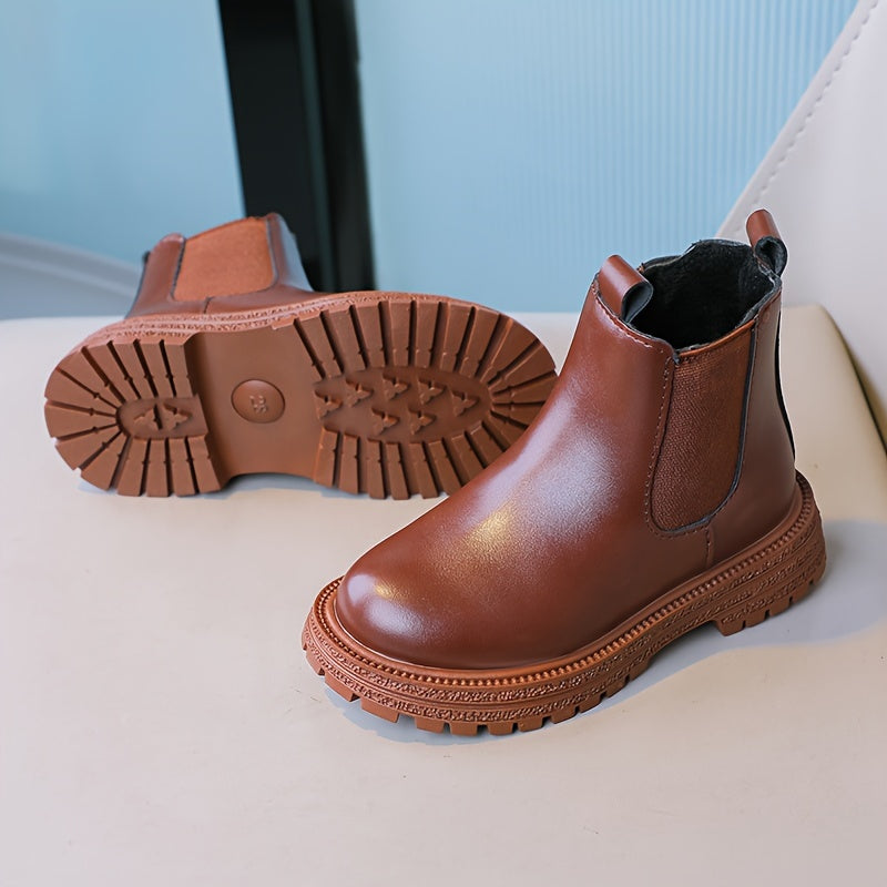 Vintage-robuste Stiefeletten mit Reißverschluss für Mädchen – Eisblau