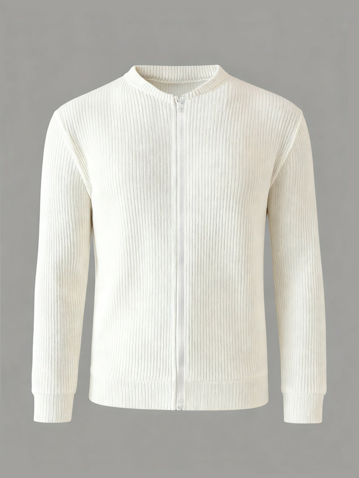 Cardigan da uomo a coste con zip – Vestibilità comoda per autunno e inverno