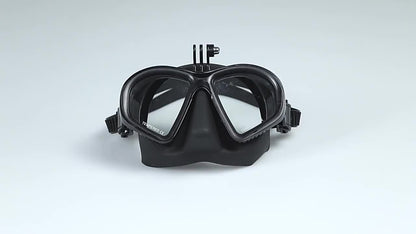Tauchermaske aus gehärtetem Glas mit Aufbewahrungsbox - Tauchbrille mit Antibeschlagbeschichtung und Kamerahalterung
