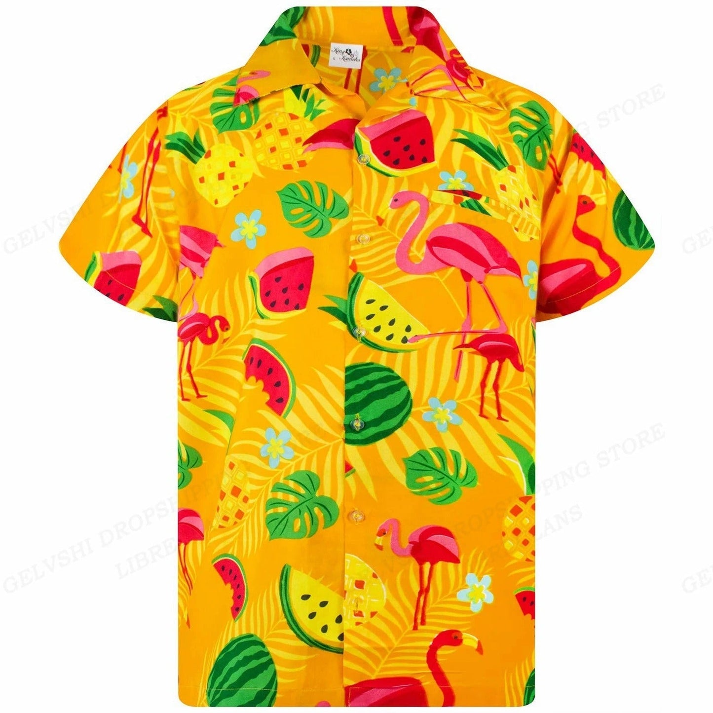 Nico - 3D Flamingo Printed Hawaiian Shirt for Men