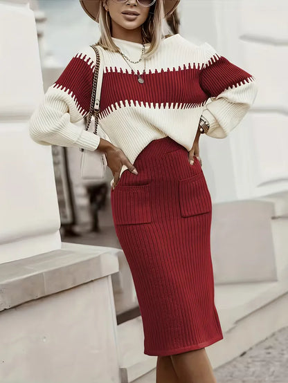 Ensemble deux pièces avec texture côtelée