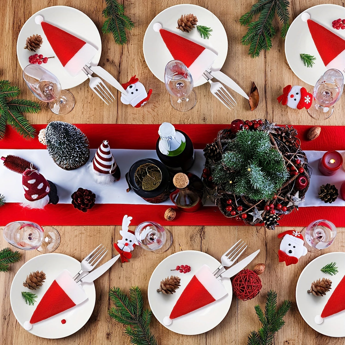 Kerstmannen bestekhouderset – Voor een feestelijk gedekte tafel