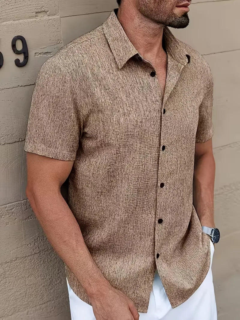 Chemise à manches courtes coupe régulière avec col en V