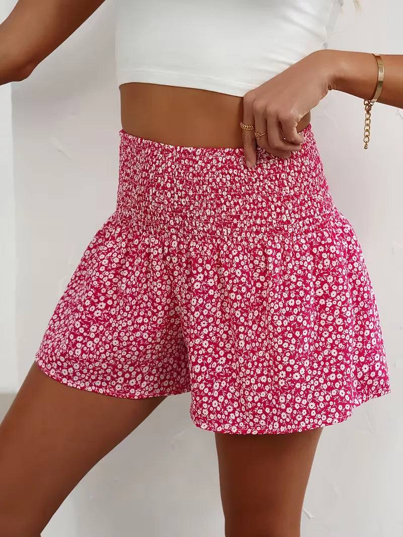Shorts taille haute avec motif floral