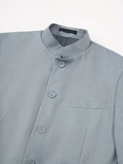 Blazer ajusté avec col mandarin