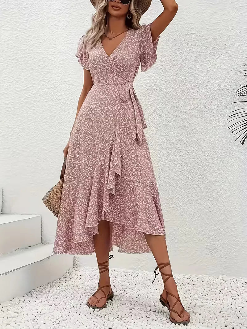 Robe portefeuille à fleurs