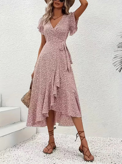 Robe portefeuille à fleurs