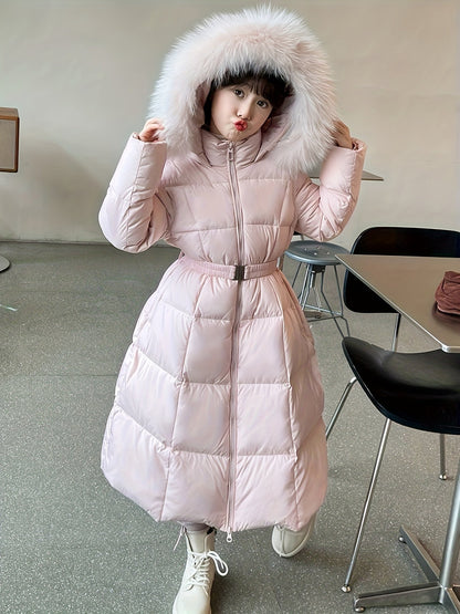 Cotton Winter Coat for Girls, Puffer Jacket with Long Sleeves and Hood - Fiona